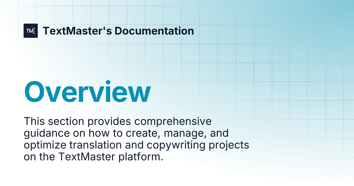 Overview | TextMaster's Documentation