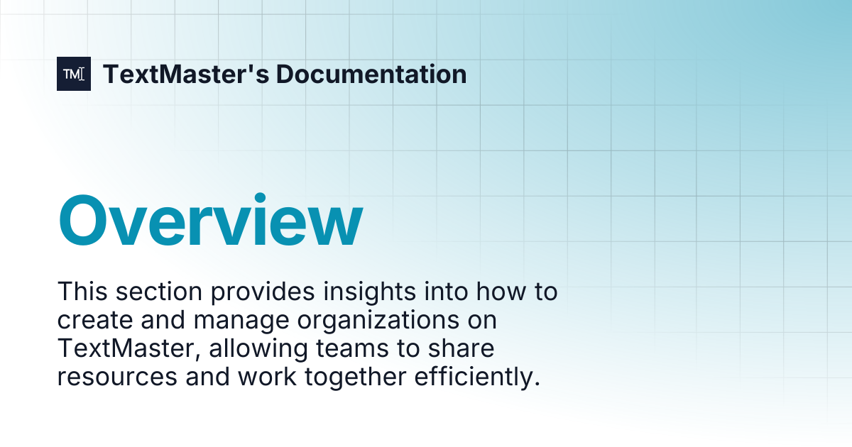 Overview | TextMaster's Documentation